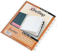 DIVIDERS, INDEX SYSTEM, NUMERIC, PAPER, 10 TAB, WHITE MAIN